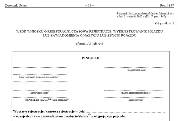 wydział komunikacji rejestracja pojazdu
