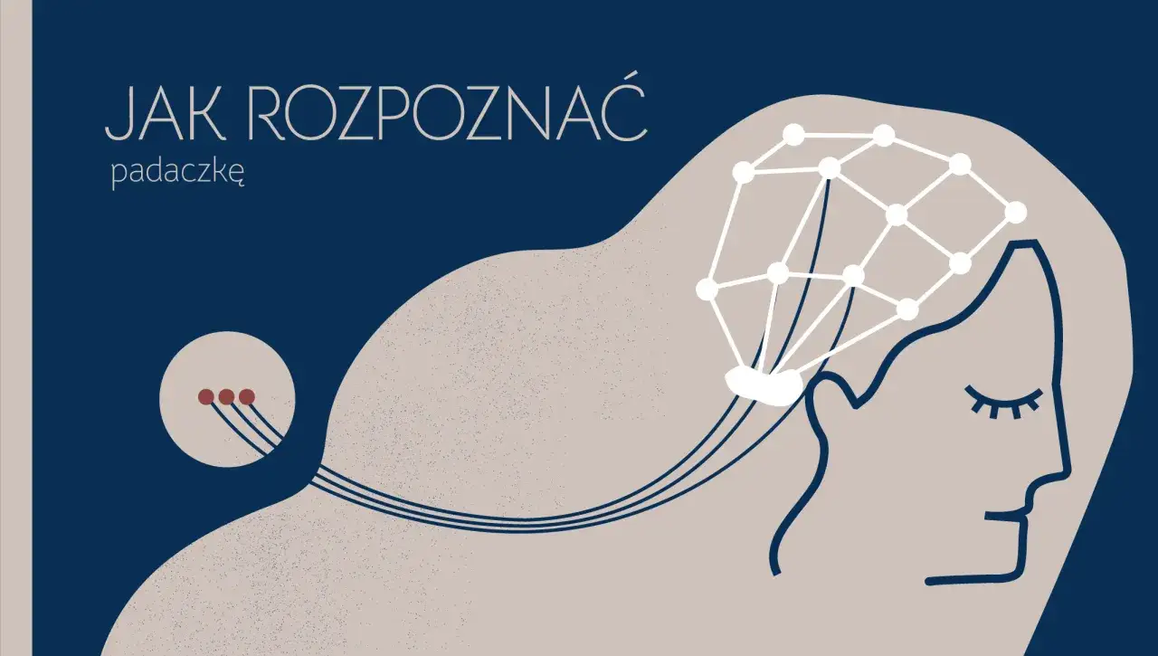 Grafika ilustruje, jak rozpoznać nietypowe objawy padaczki, pokazując połączenia neuronowe w mózgu.