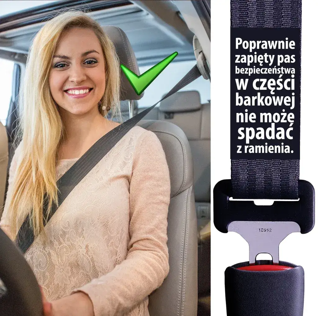 Prawidłowe ułożenie pas&oacute;w bezpieczeństwa w samochodzie