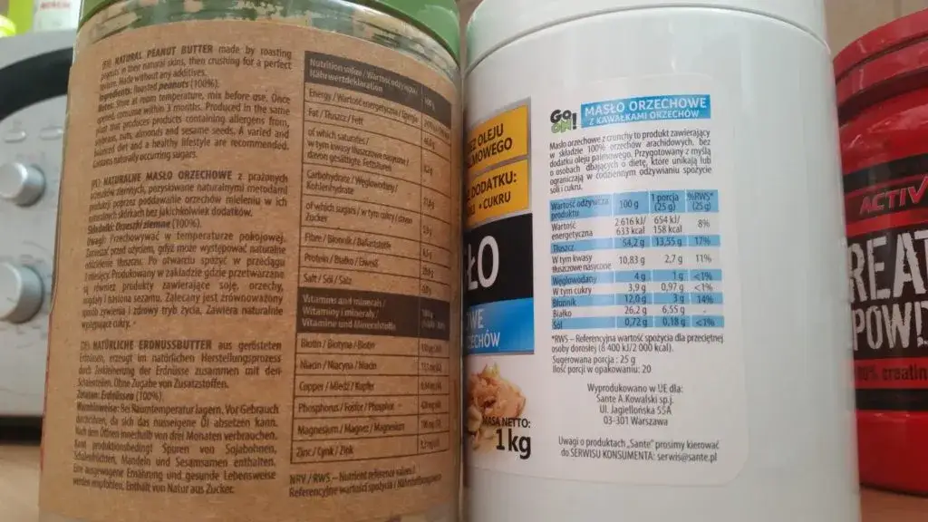 etykieta masła orzechowego skład 100% orzech&oacute;w
