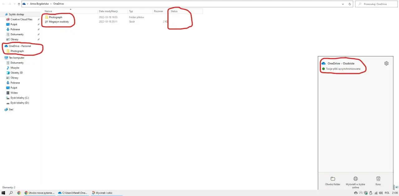 OneDrive synchronizacja plików ikona