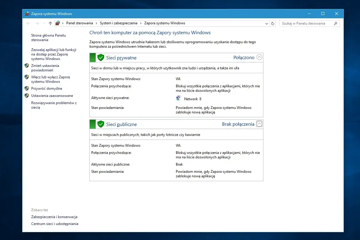 Ustawienia zapory systemu Windows. Dowiedz się, jak zablokować dostęp do internetu aplikacji Windows 10, konfigurując sieci prywatne i publiczne.
