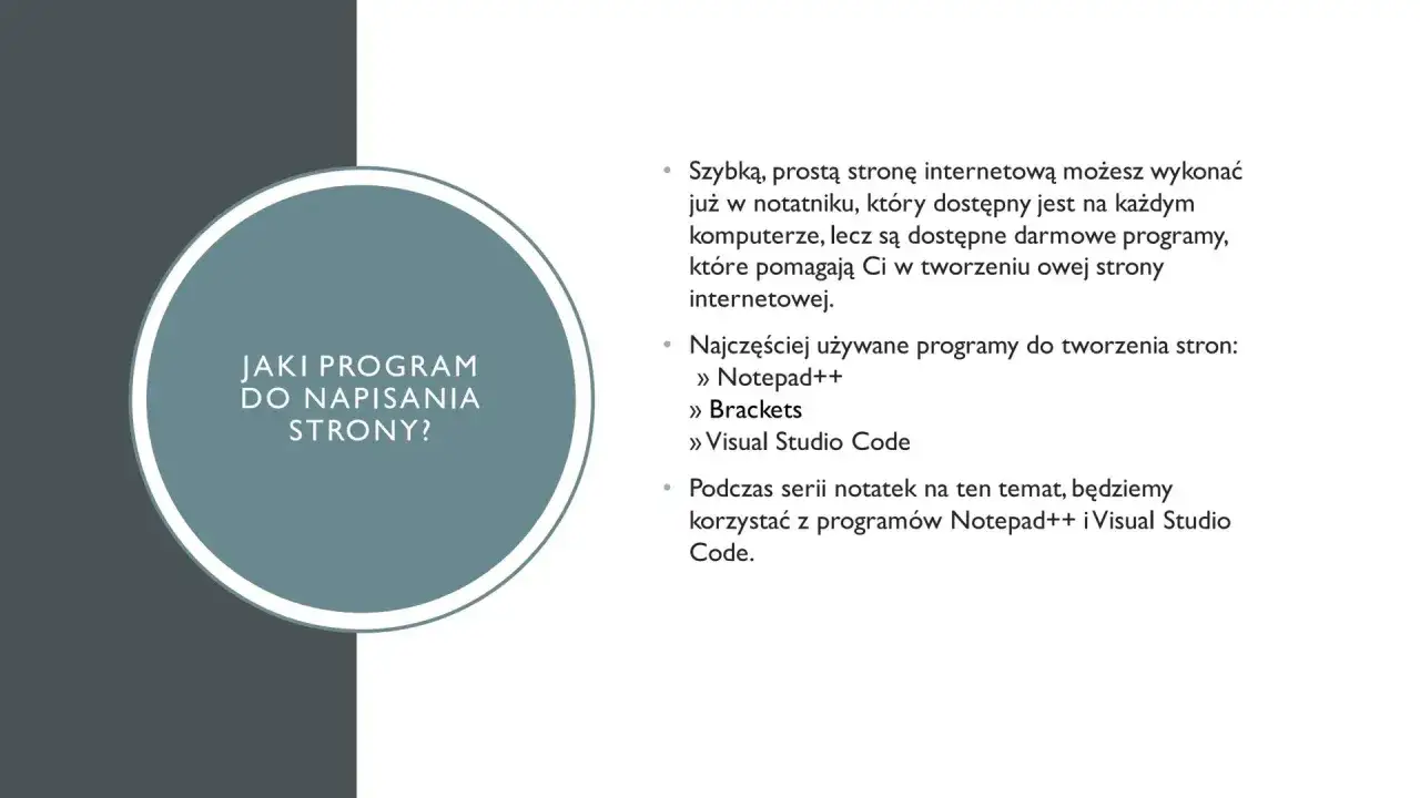 Podstawowe narzędzia do tworzenia stron HTML