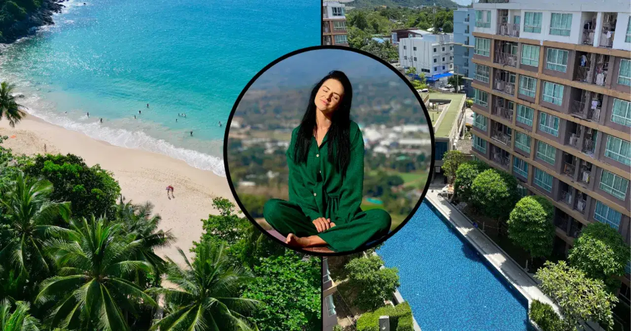 Relaks na plaży w Tajlandii, widok na apartamenty i basen. Zastanawiasz się, ile kosztuje wynajem domu w Tajlandii?