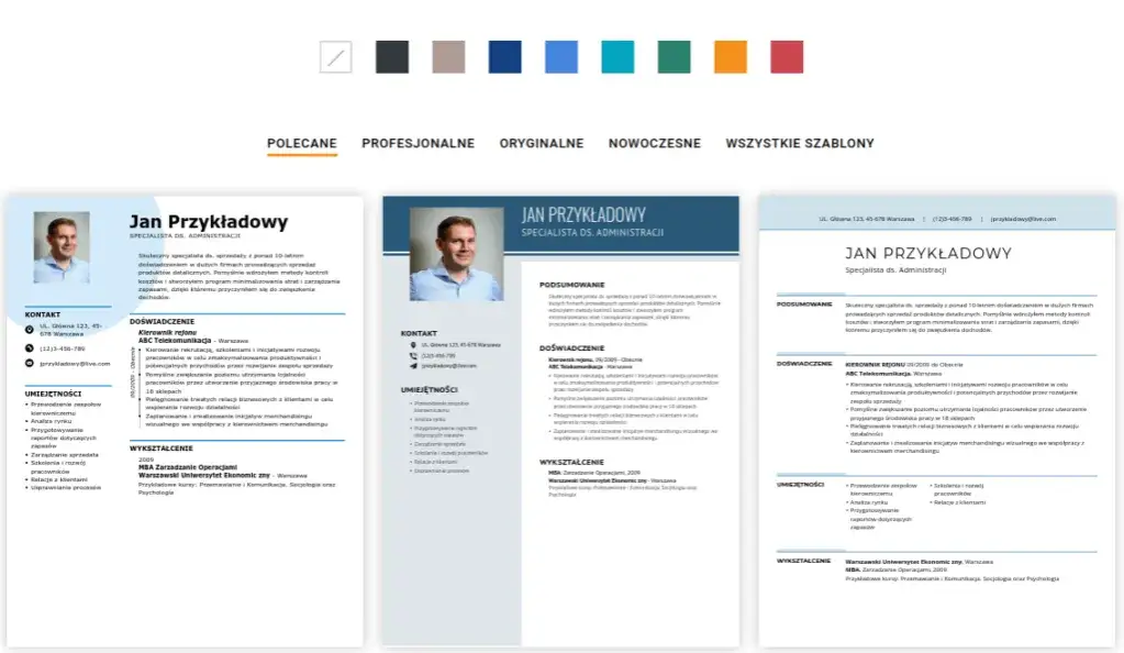 porównanie płatnych kreatorów CV