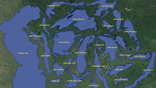 Mapa największych jezior świata