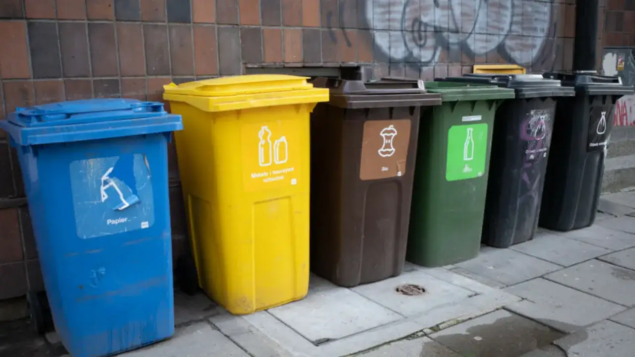 Przekreślone kosze na śmieci, symbolizujące zakaz wyrzucania niebezpiecznych odpadów