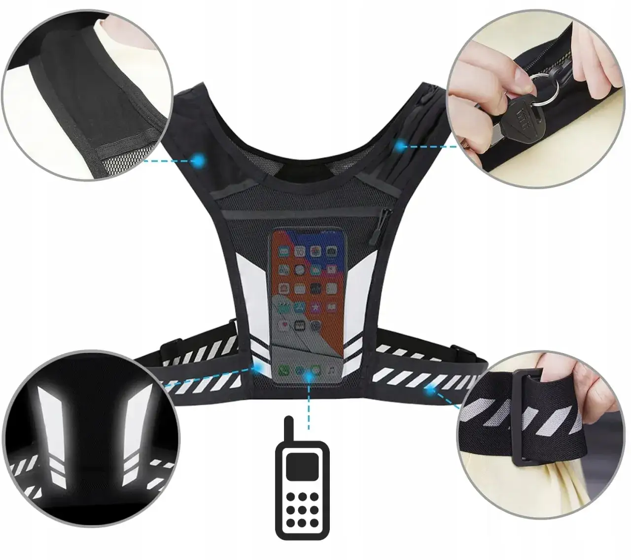 r&oacute;żne akcesoria do biegania z telefonem pasy opaski kamizelki