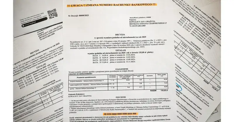 decyzja podatek od nieruchomości wzór