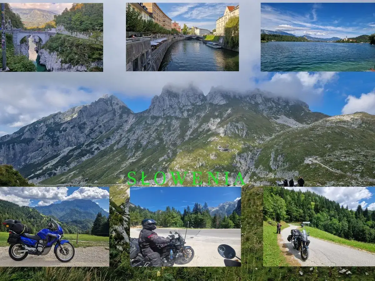 Motocykl na tle Alp Słoweńskich