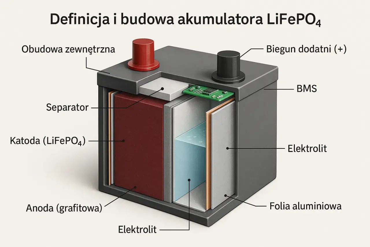 Bateria LiFePO4 do domu, przekrój, budowa