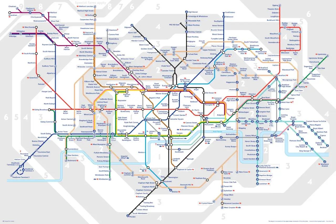 Mappa della metropolitana di Londra per turisti
