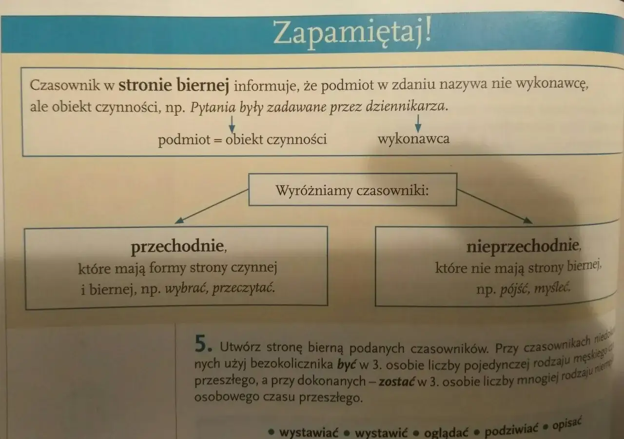 tabela porównawcza czasowniki przechodnie nieprzechodnie