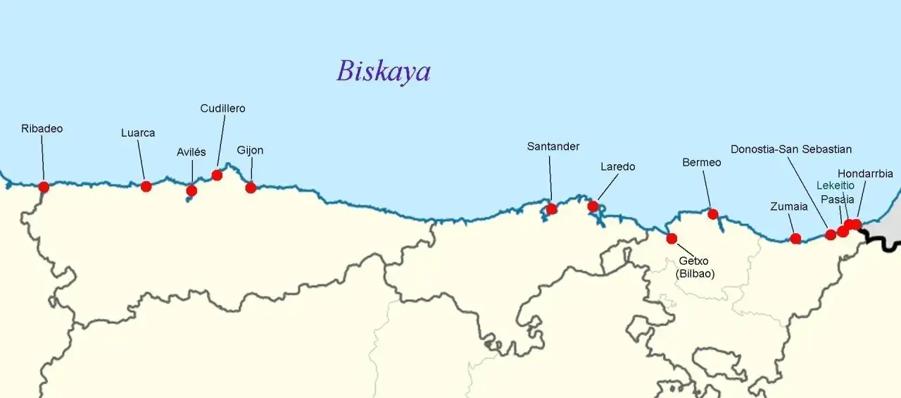 Karte Seeb&auml;der spanische Biskaya
