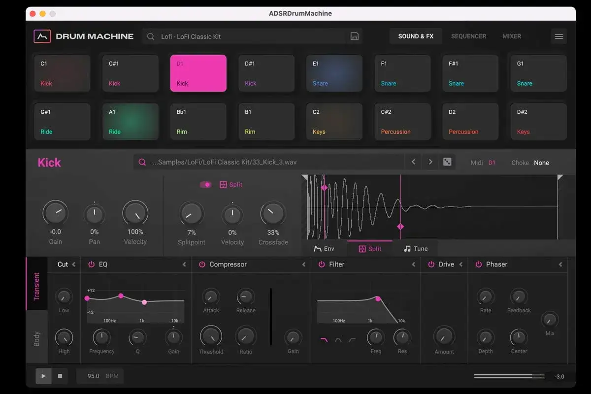 ADSR Drum Machine – zaawansowany automat perkusyjny dla gitarzysty. Twórz własne bity i sample.