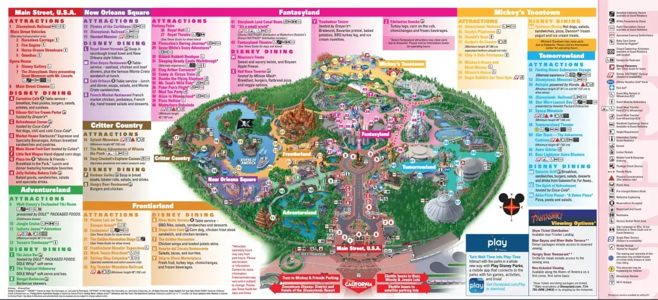 Mapa Disneyland Resort, gdzie jest Hollywood? Znajduje się tu wiele atrakcji i restauracji, od Fantasyland po Tomorrowland.