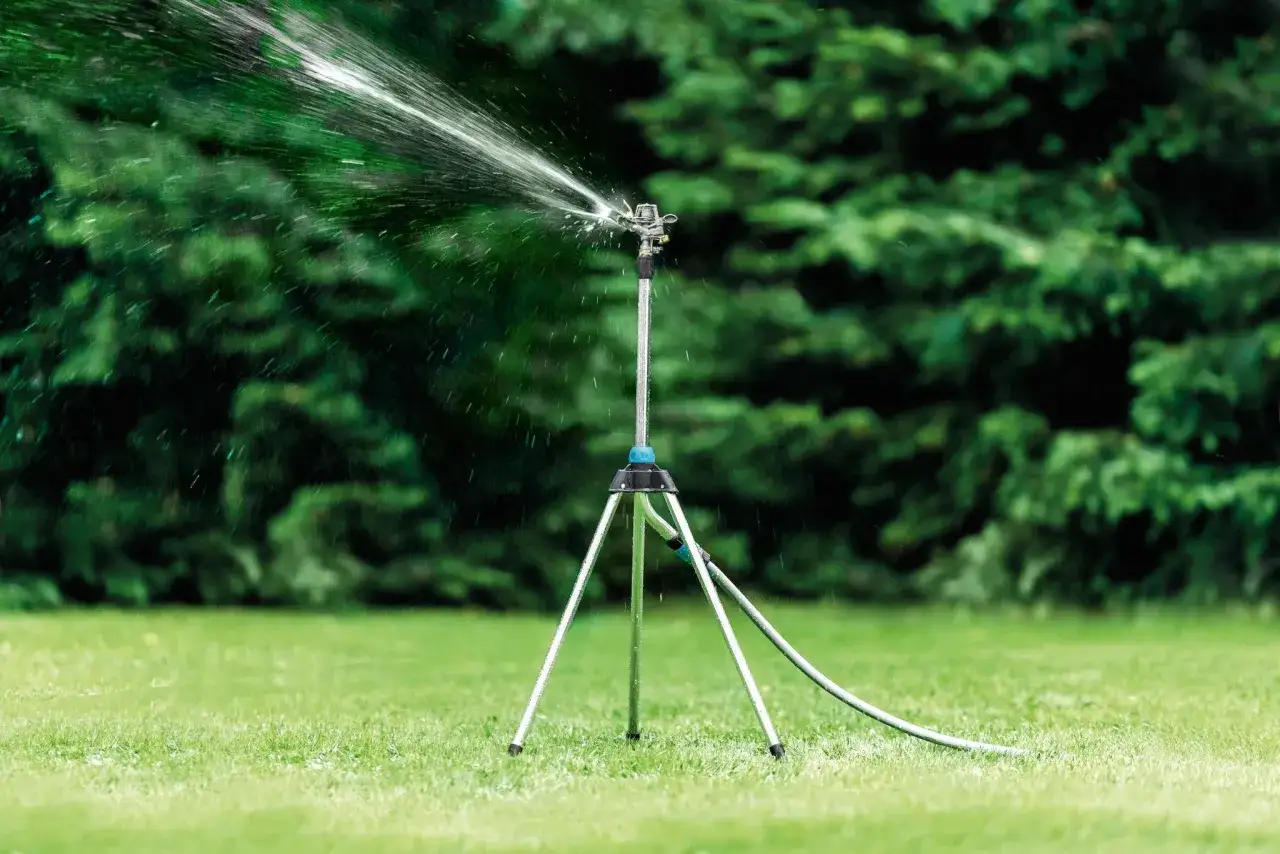 zraszacz pulsacyjny w akcji trawnik