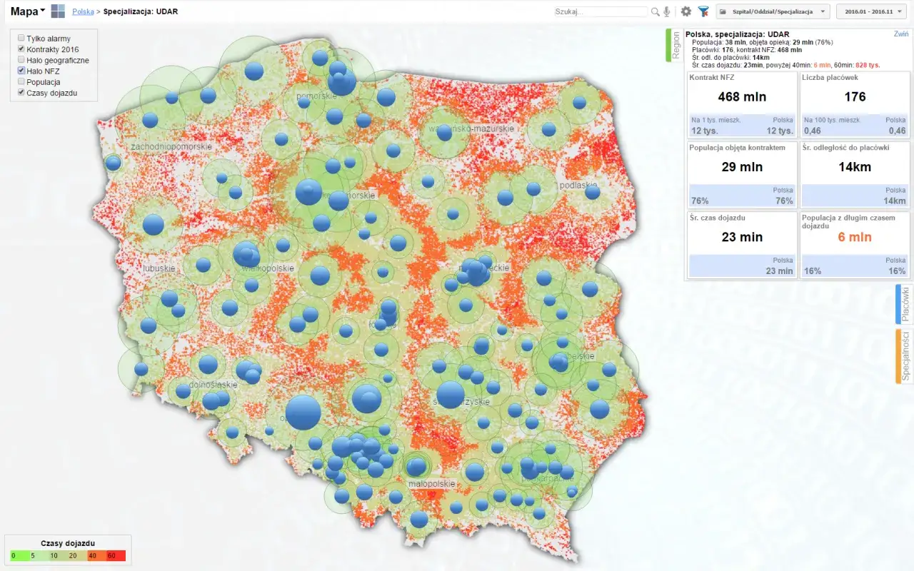 mapa Polski lokalizacja NFZ adres zamieszkania