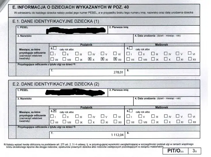 ulga na dziecko PIT rodzina dokumenty