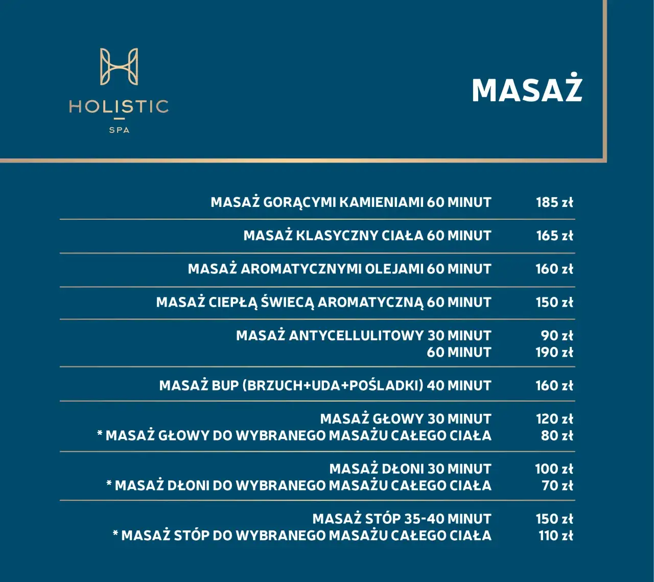 masaż relaksacyjny cennik