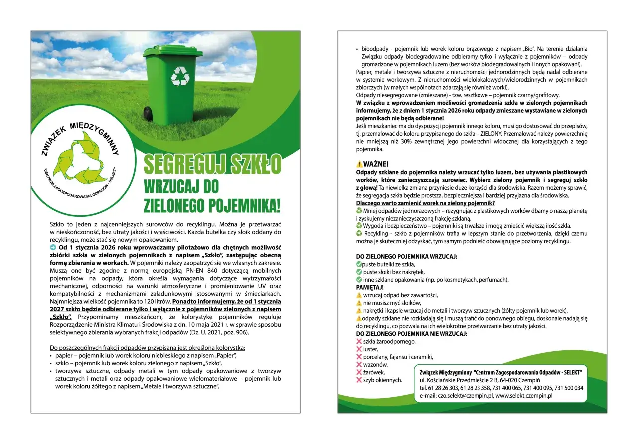 Zielony pojemnik segregacja szkła