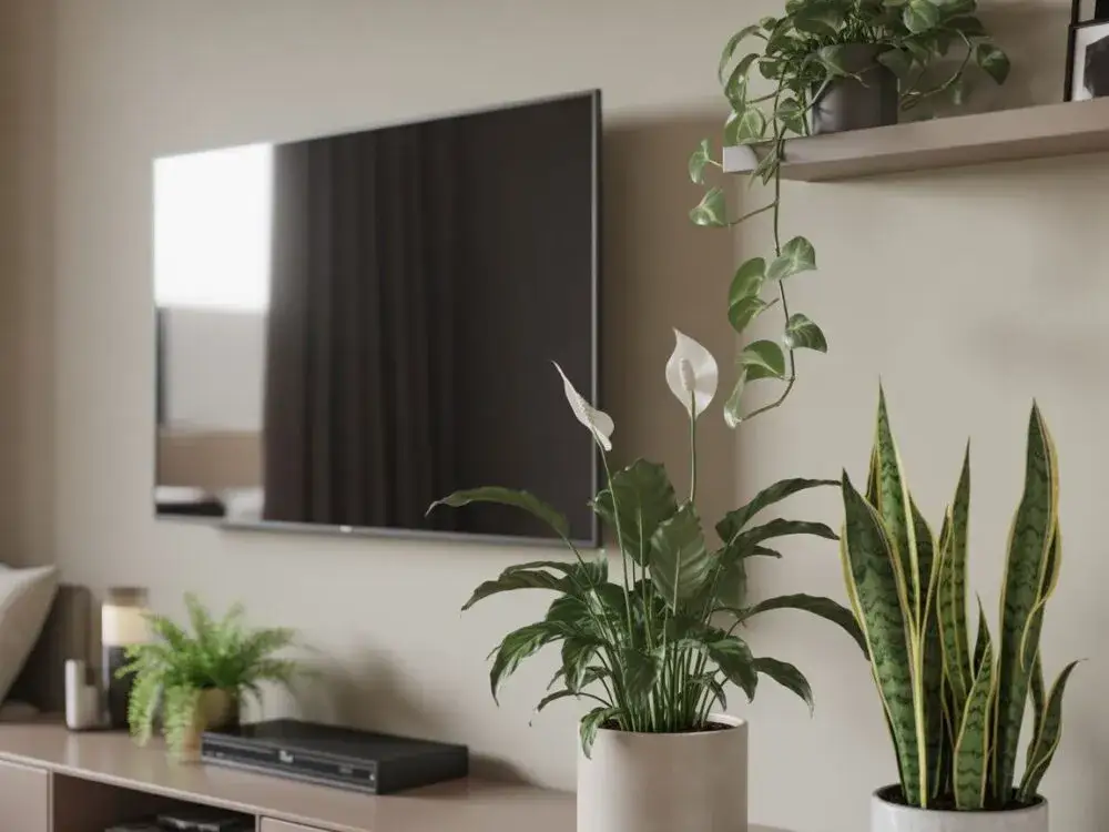 Zdjęcie Jakie kwiaty koło telewizora? Odkryj idealne rośliny do salonu