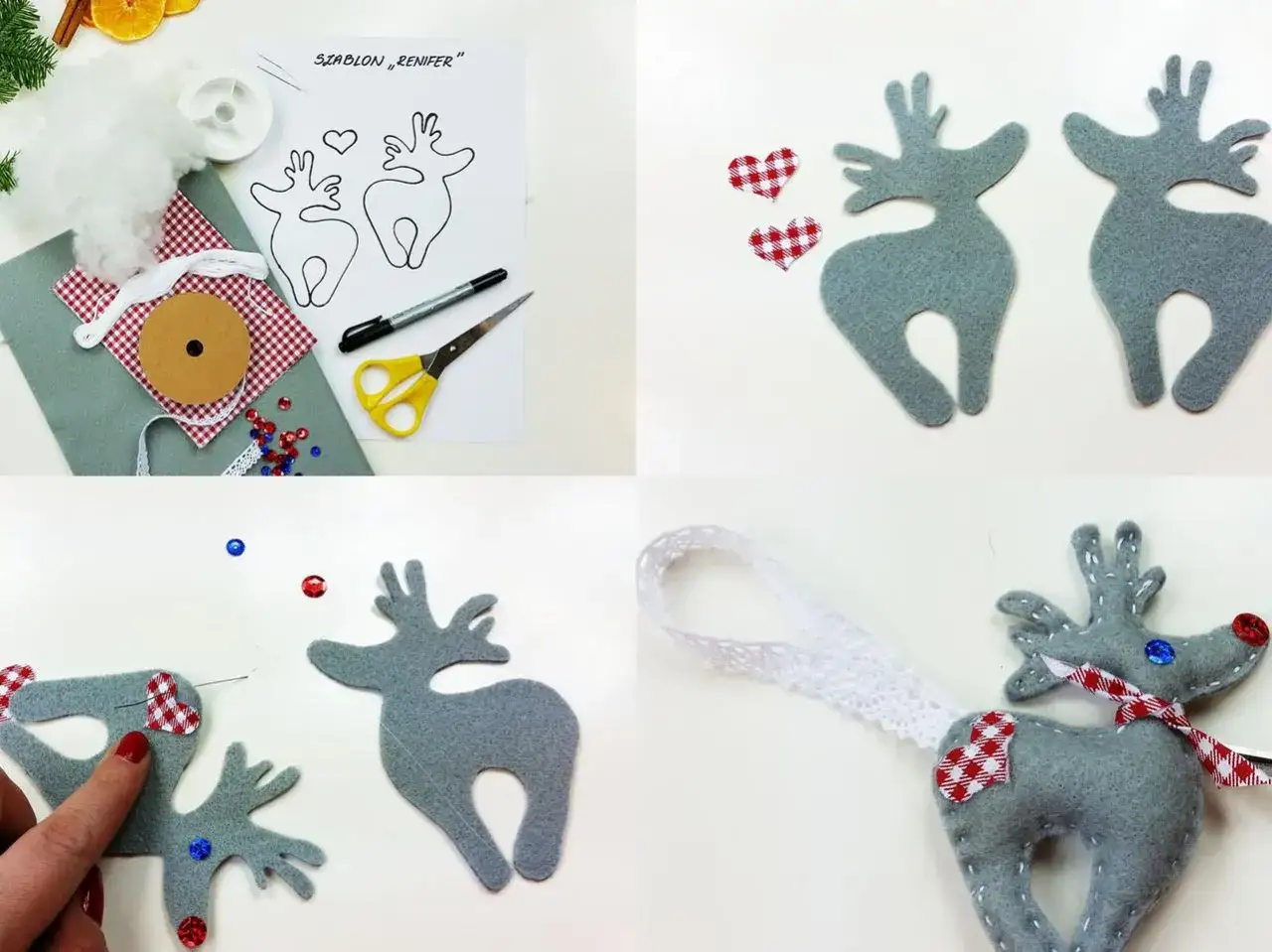 szablony ozd&oacute;b z filcu na choinkę