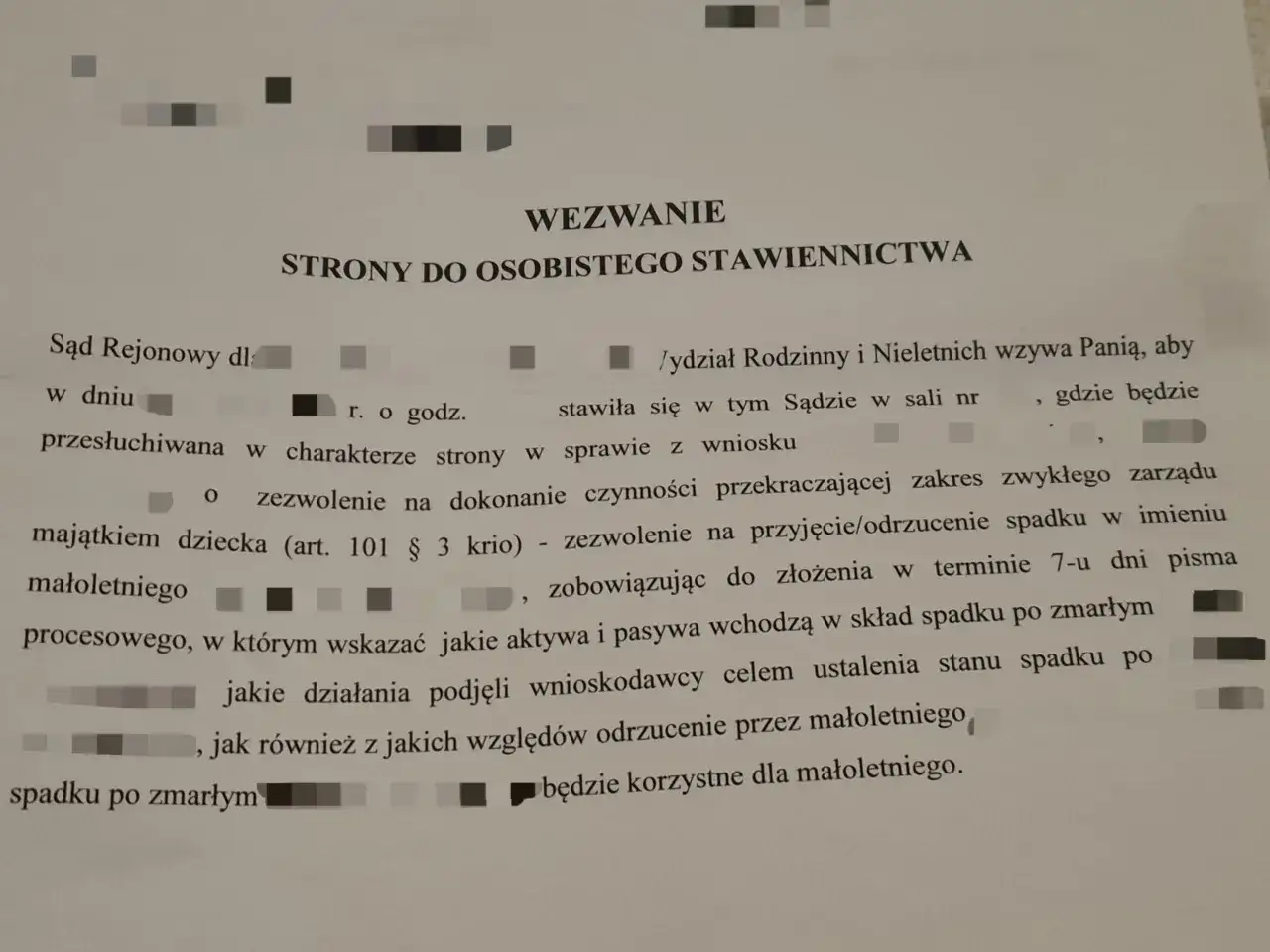 dokumenty do odrzucenia spadku małoletniego