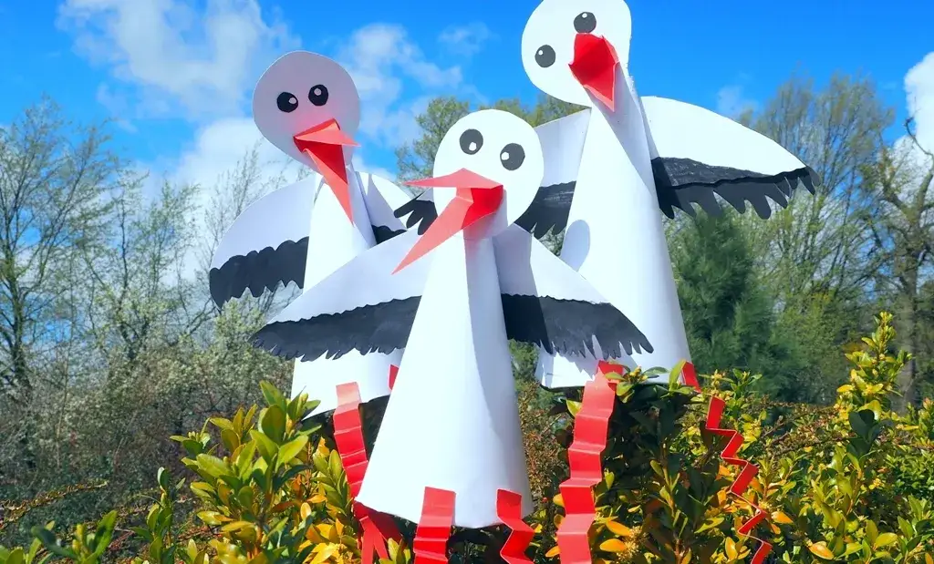 proste bociany z papieru dla dzieci