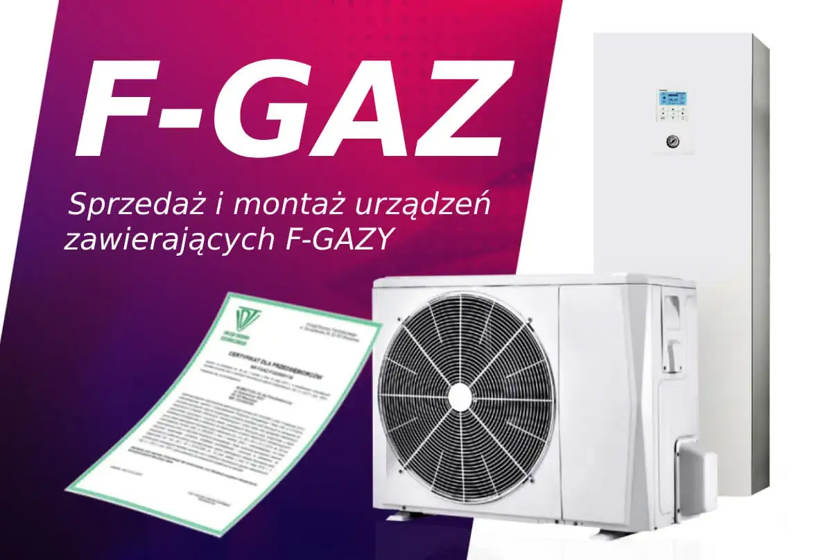 Profesjonalny technik chłodnictwa i klimatyzacji oferuje sprzedaż i montaż urządzeń zawierających F-GAZY. Certyfikat potwierdza kwalifikacje.