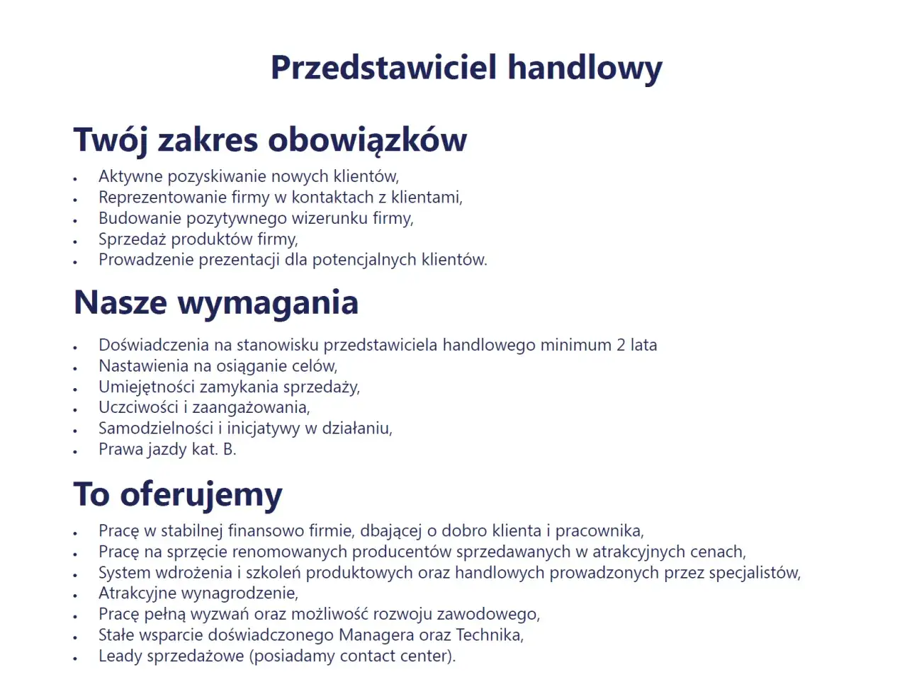 wz&oacute;r ogłoszenia o pracę szablon