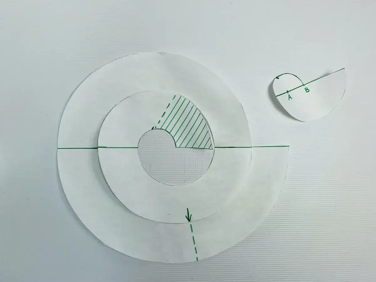 schemat obliczania materiału na falbany