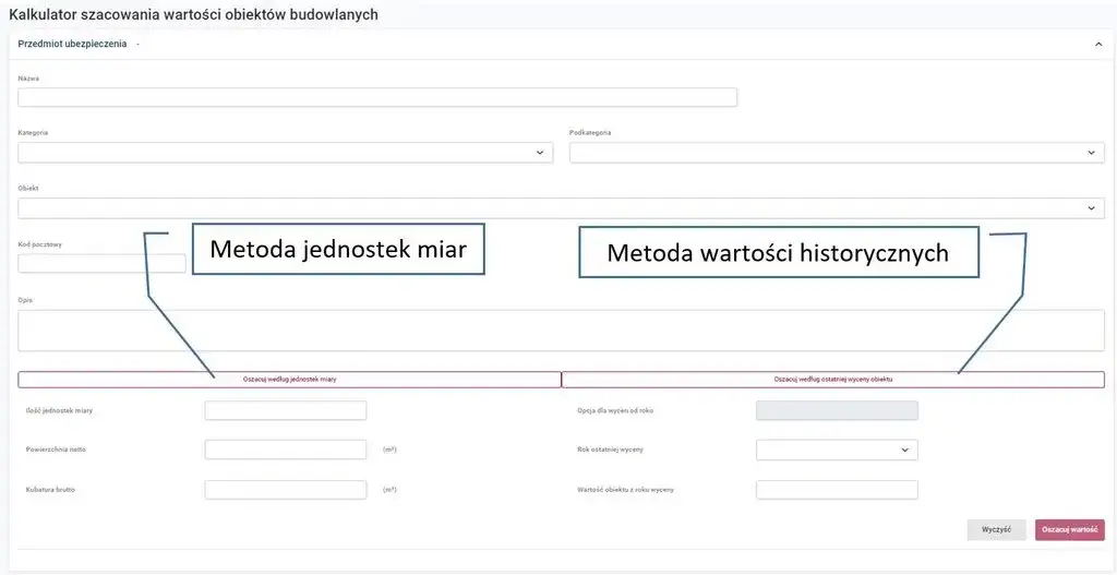 kalkulator wartości odtworzeniowej budynku