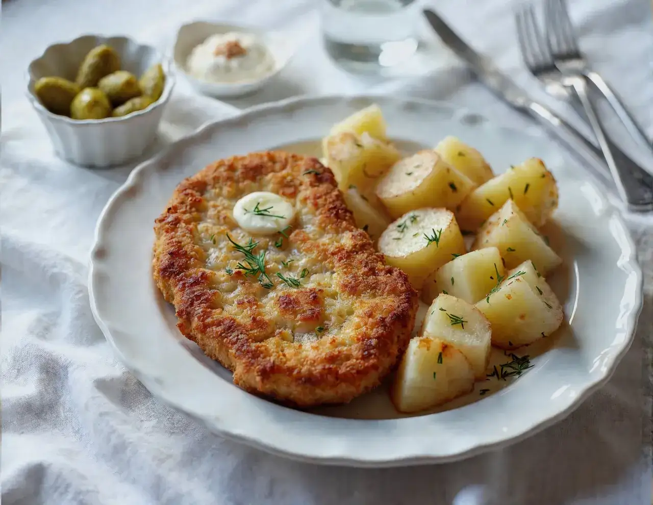 tradycyjny kotlet schabowy na talerzu