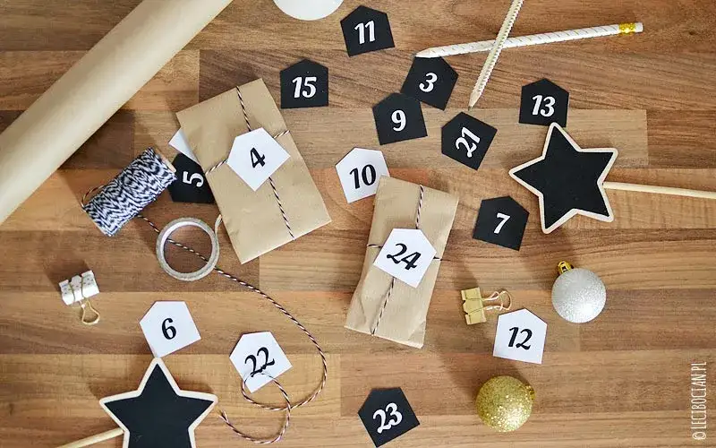 Sposoby mocowania numerków do kalendarza adwentowego