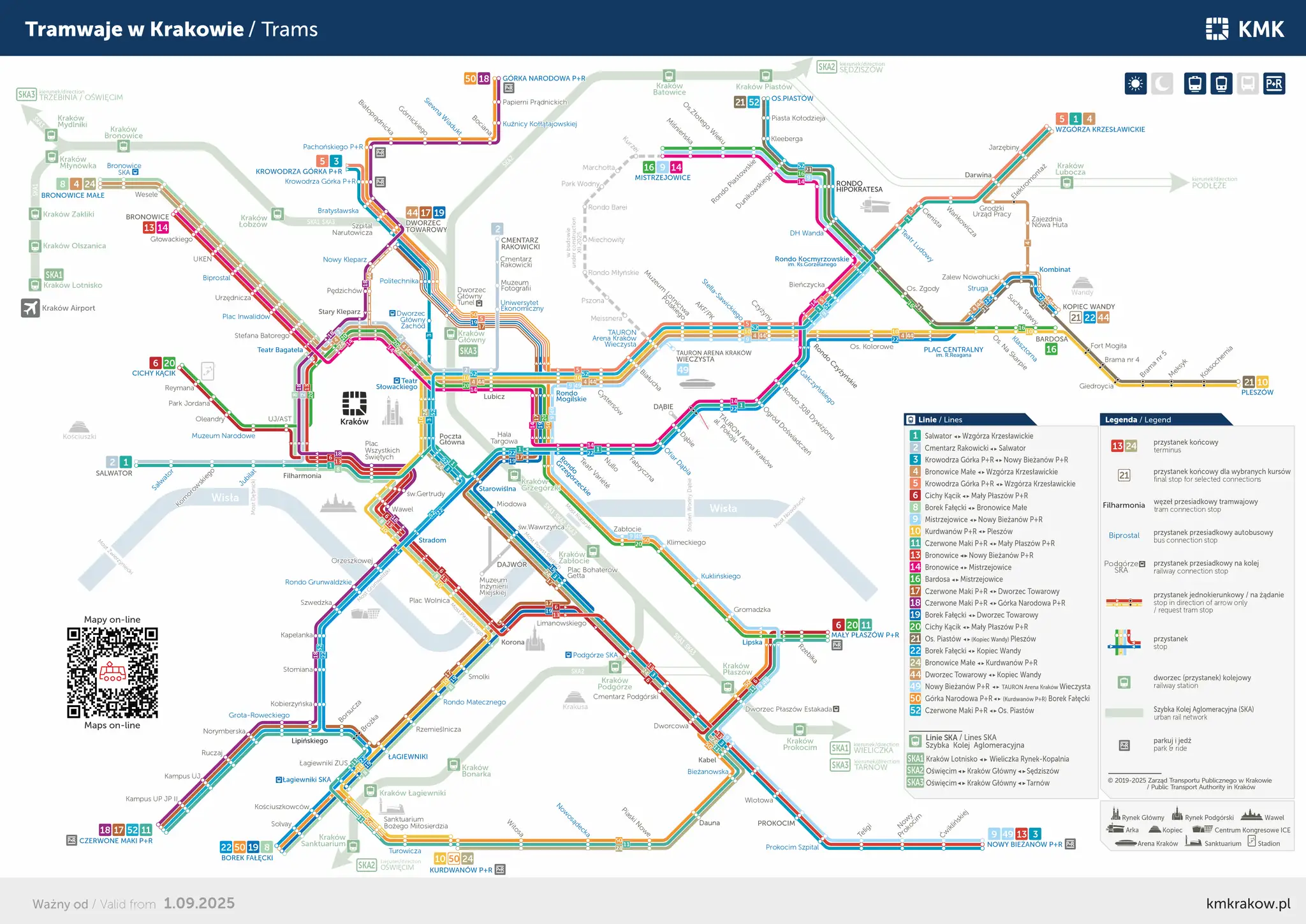 Mapa komunikacji miejskiej Krak&oacute;w Osiedle Tysiąclecia