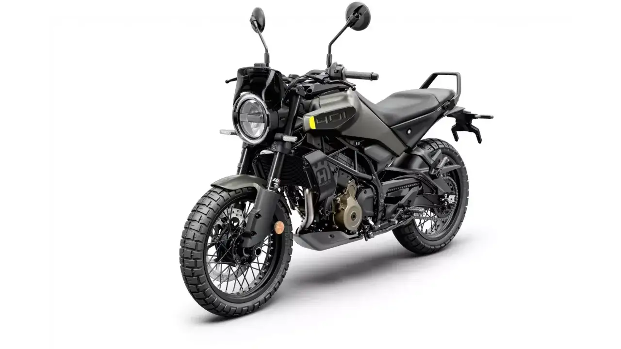 Stylowy motocykl Husqvarna Svartpilen 250 w kolorze ciemnoszarym, gotowy na miejskie przygody.