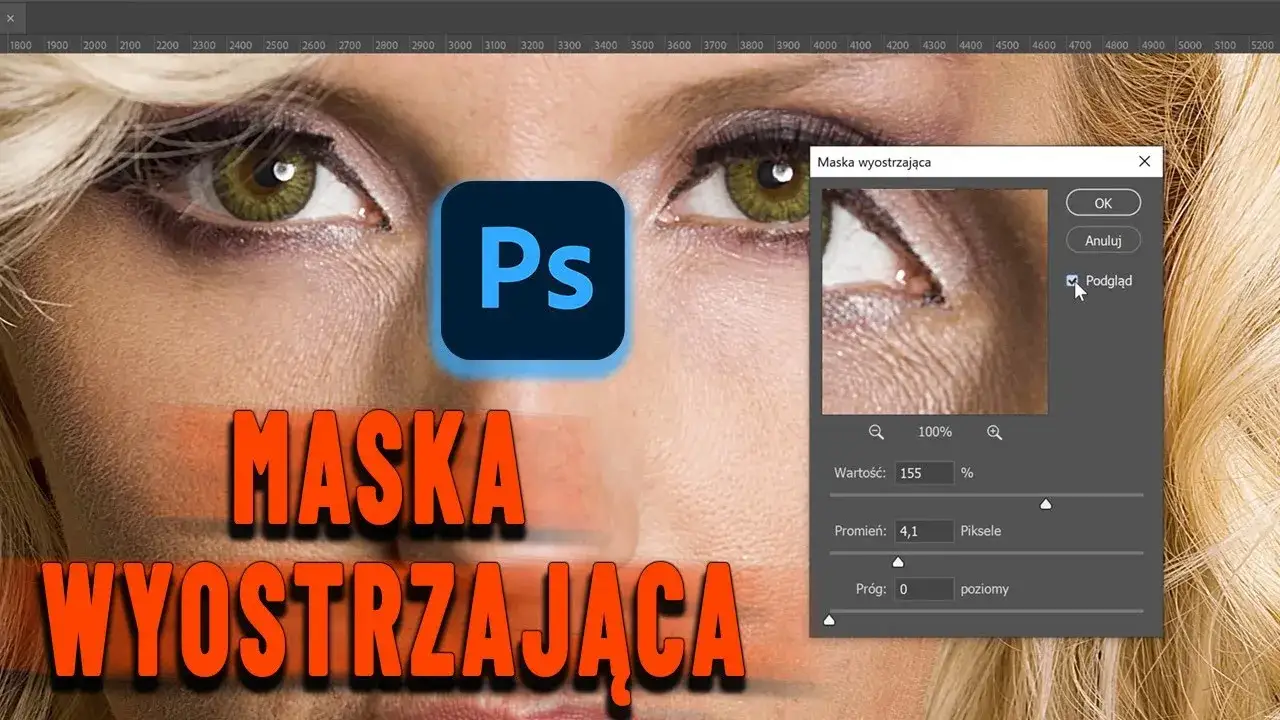 Maska wyostrzająca Photoshop okno dialogowe