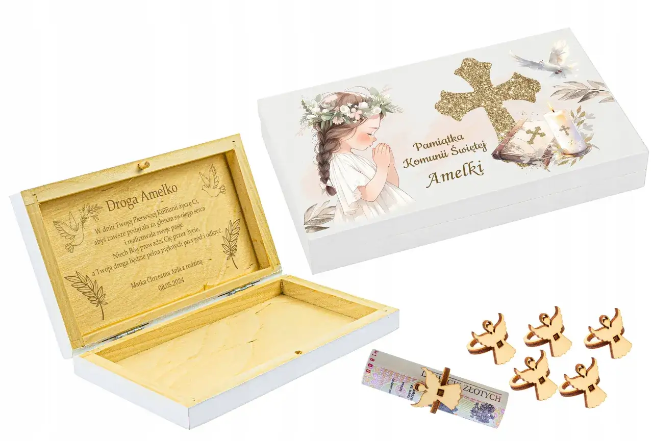 eleganckie opakowanie na pieniądze komunia