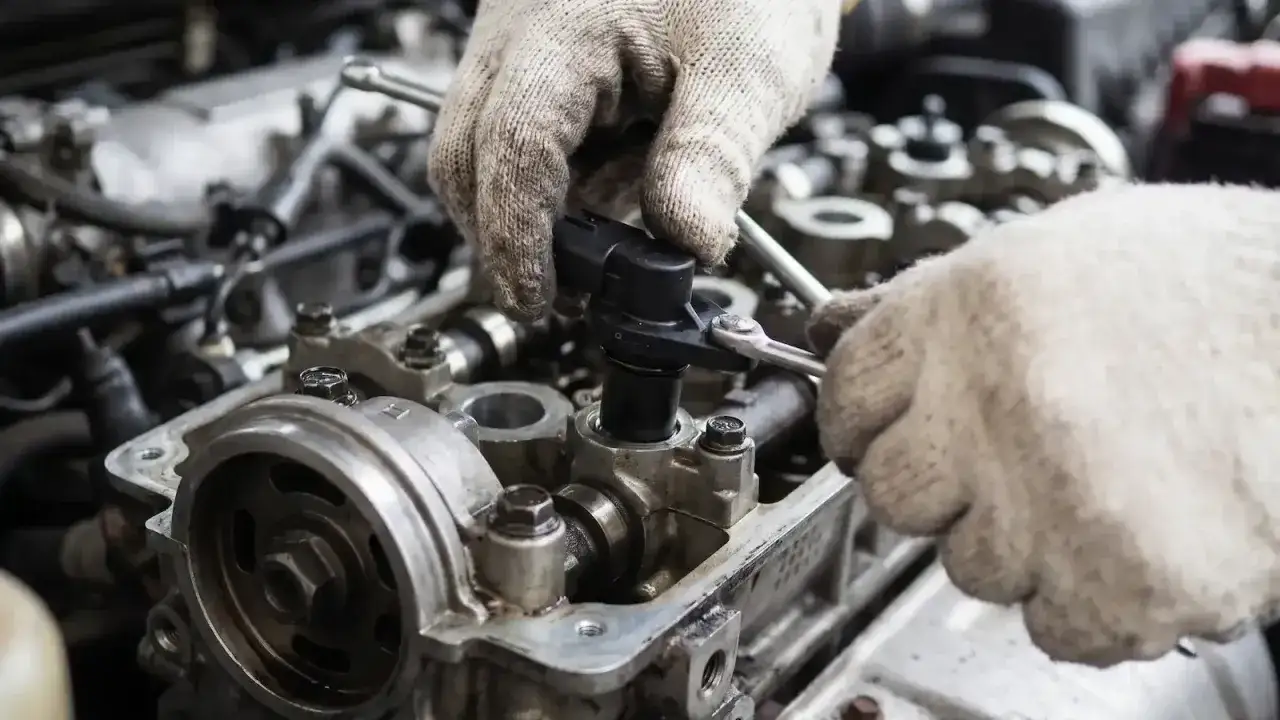 Mechanik wymienia uszkodzony czujnik położenia wałka rozrządu, którego objawy mogą być niepokojące.
