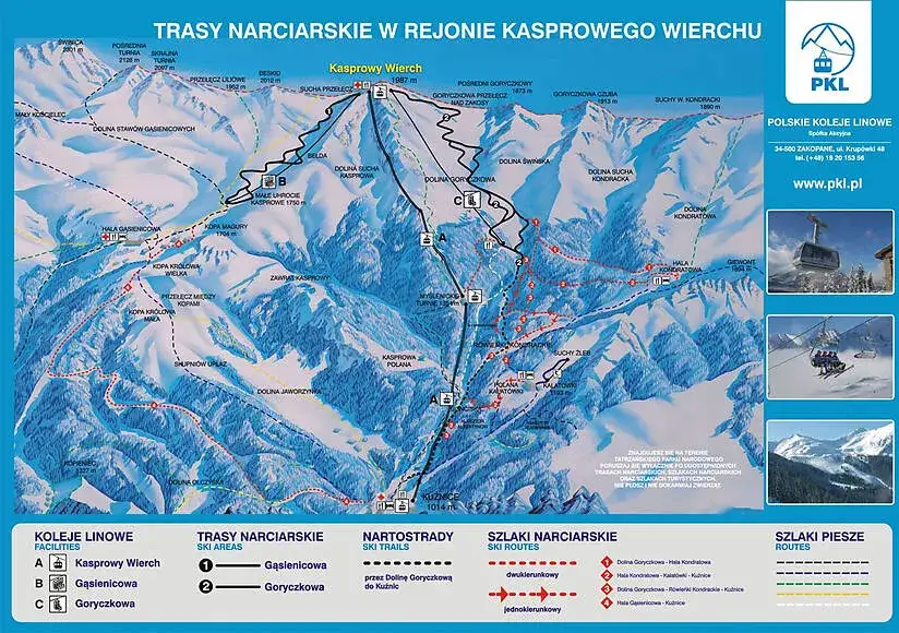 Mapa tras narciarskich Kasprowy Wierch