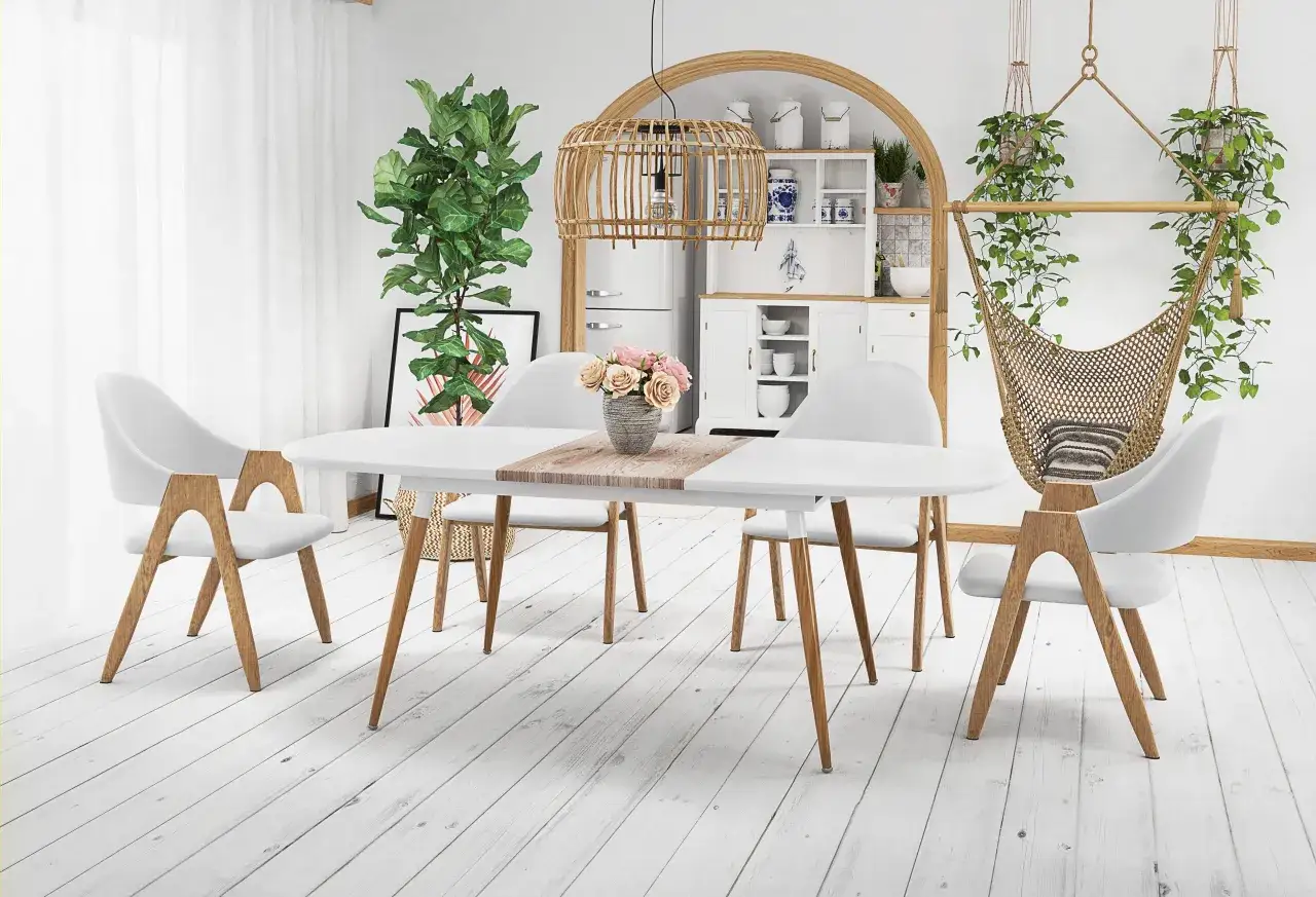 inspiracje aranżacja ściany nad stołem w salonie jadalni