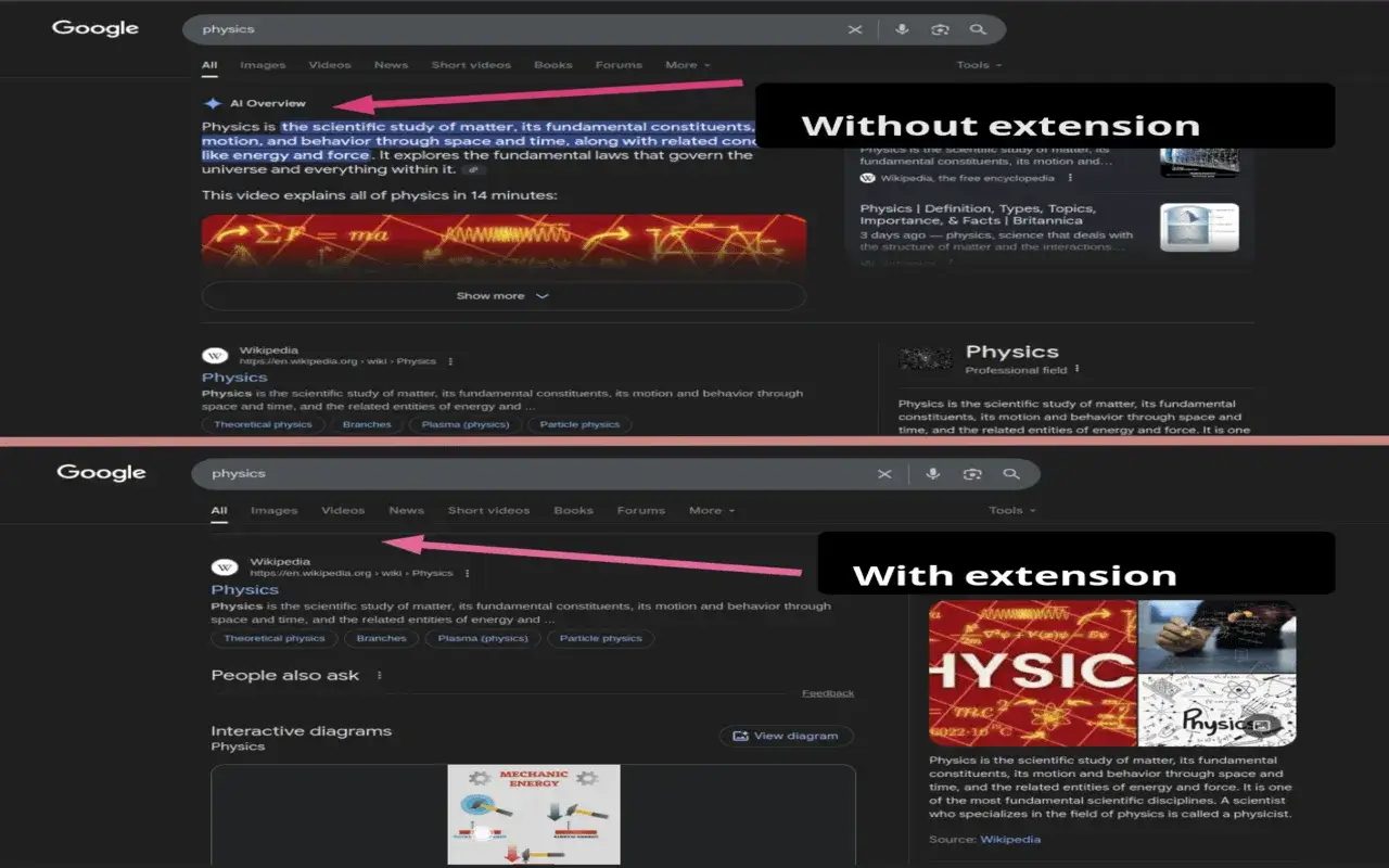 Porównanie wyników wyszukiwania Google dla hasła 