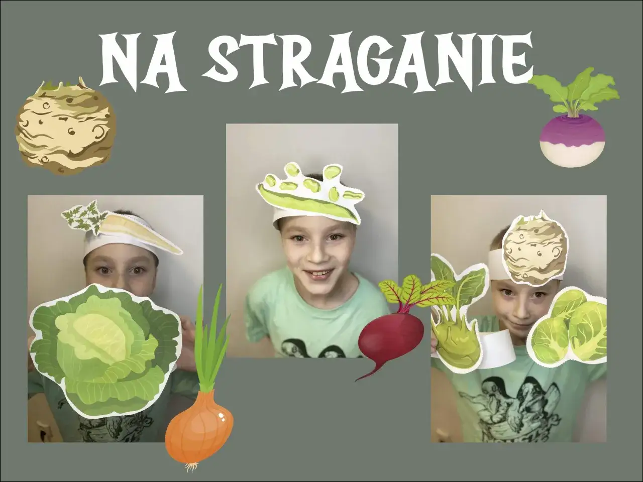 dzieci czytające wiersz na straganie