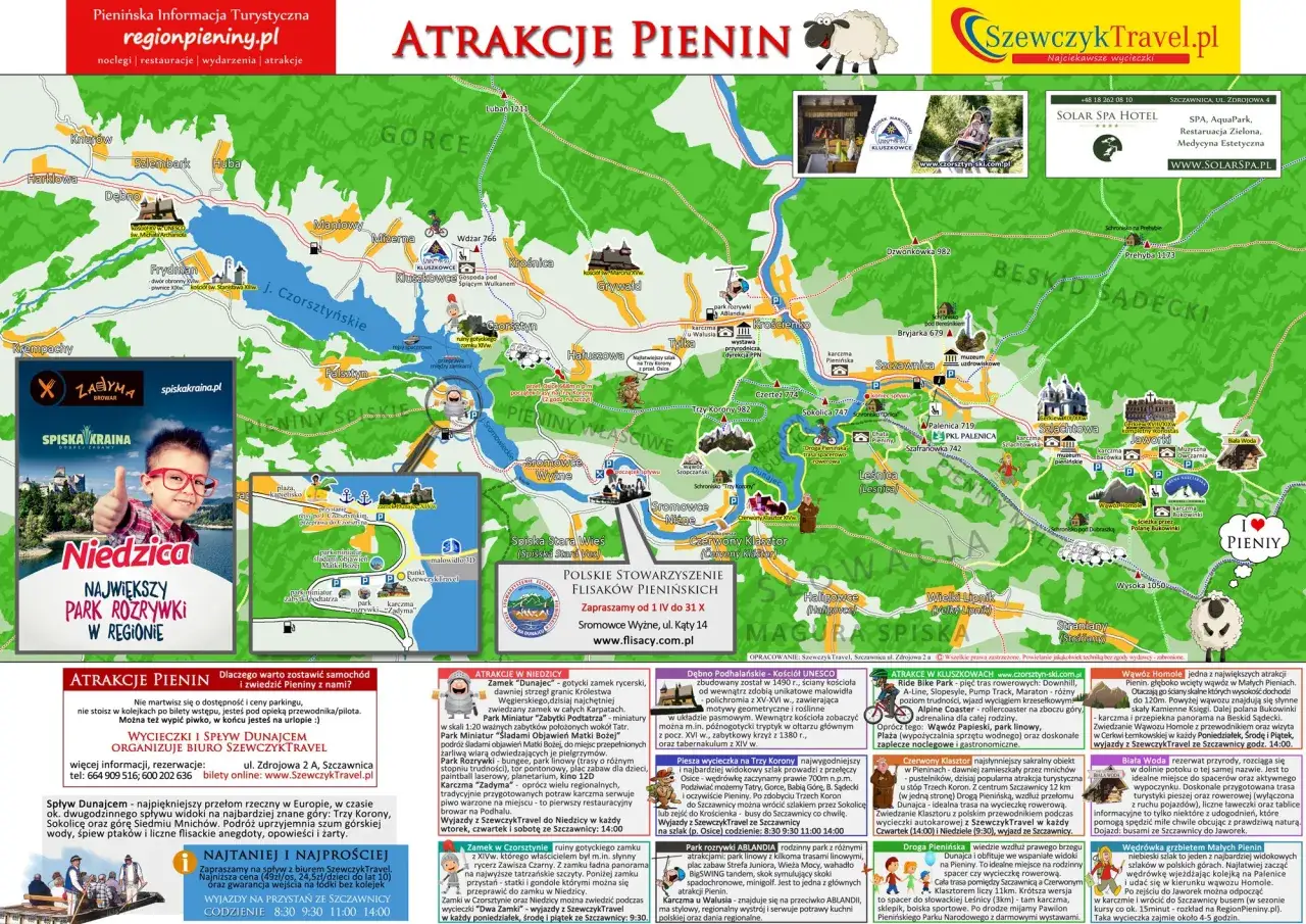 Mapa atrakcji Biały Dunajec termy narty