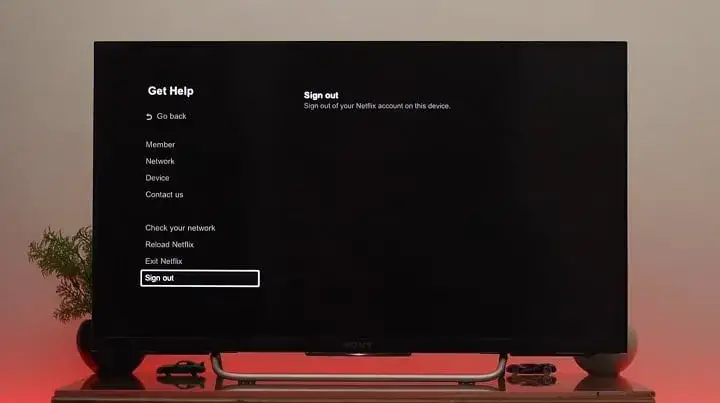 Netflix menu telewizor wyloguj się