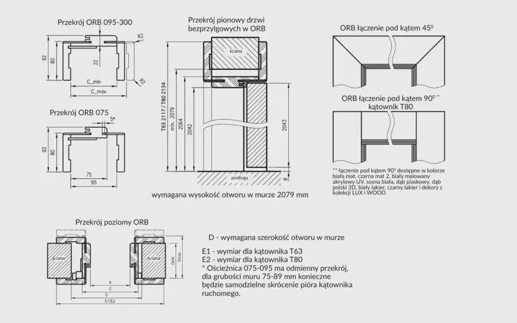 Zdjęcie Ościeżnica do drzwi bezprzylgowych - Futryna bezprzylgowa - Ościeżnica regulowana