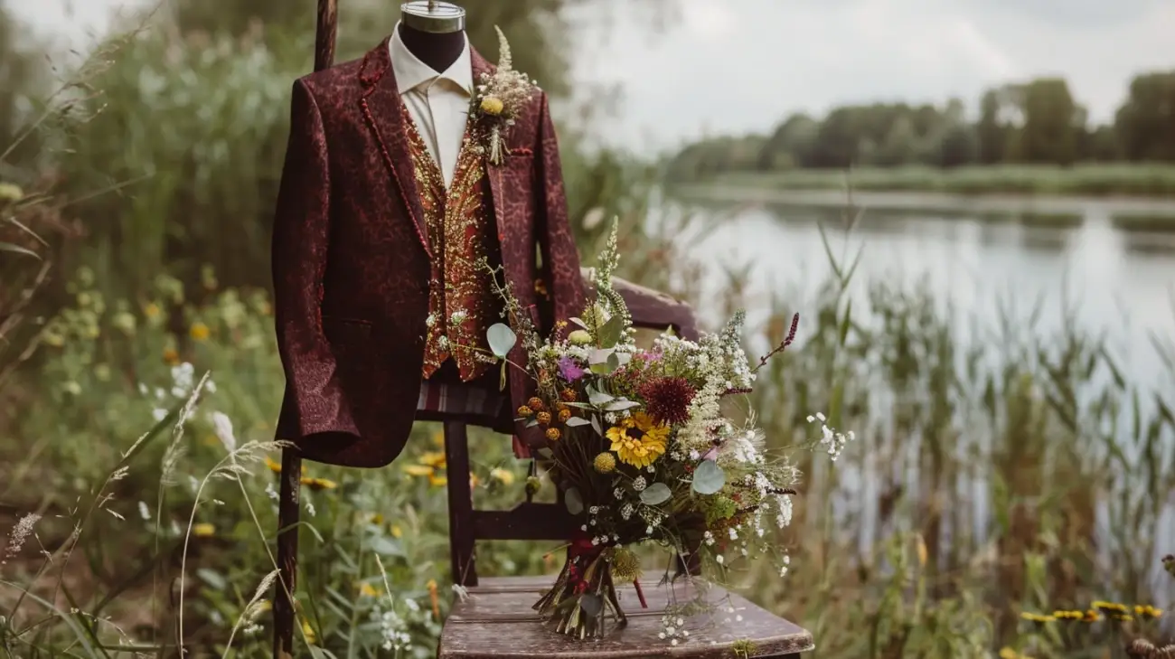 Zdjęcie Garnitur ślubny boho - Inspiracje dla par poszukujących nietypowych rozwiązań.