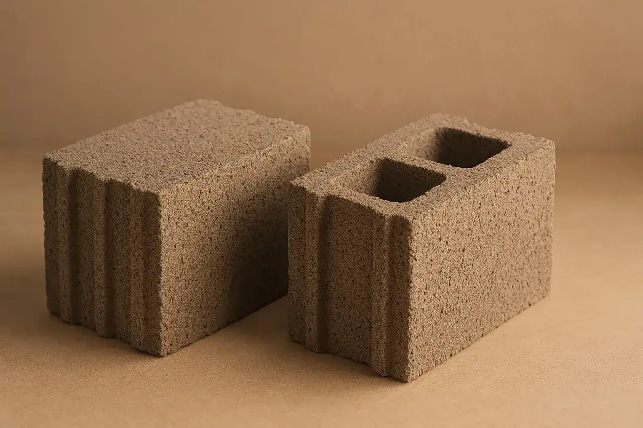 Dwa puste bloczki betonowe, idealne na fundamenty. Zastanawiasz się, jakie bloczki na fundament wybrać? Oto przykład.