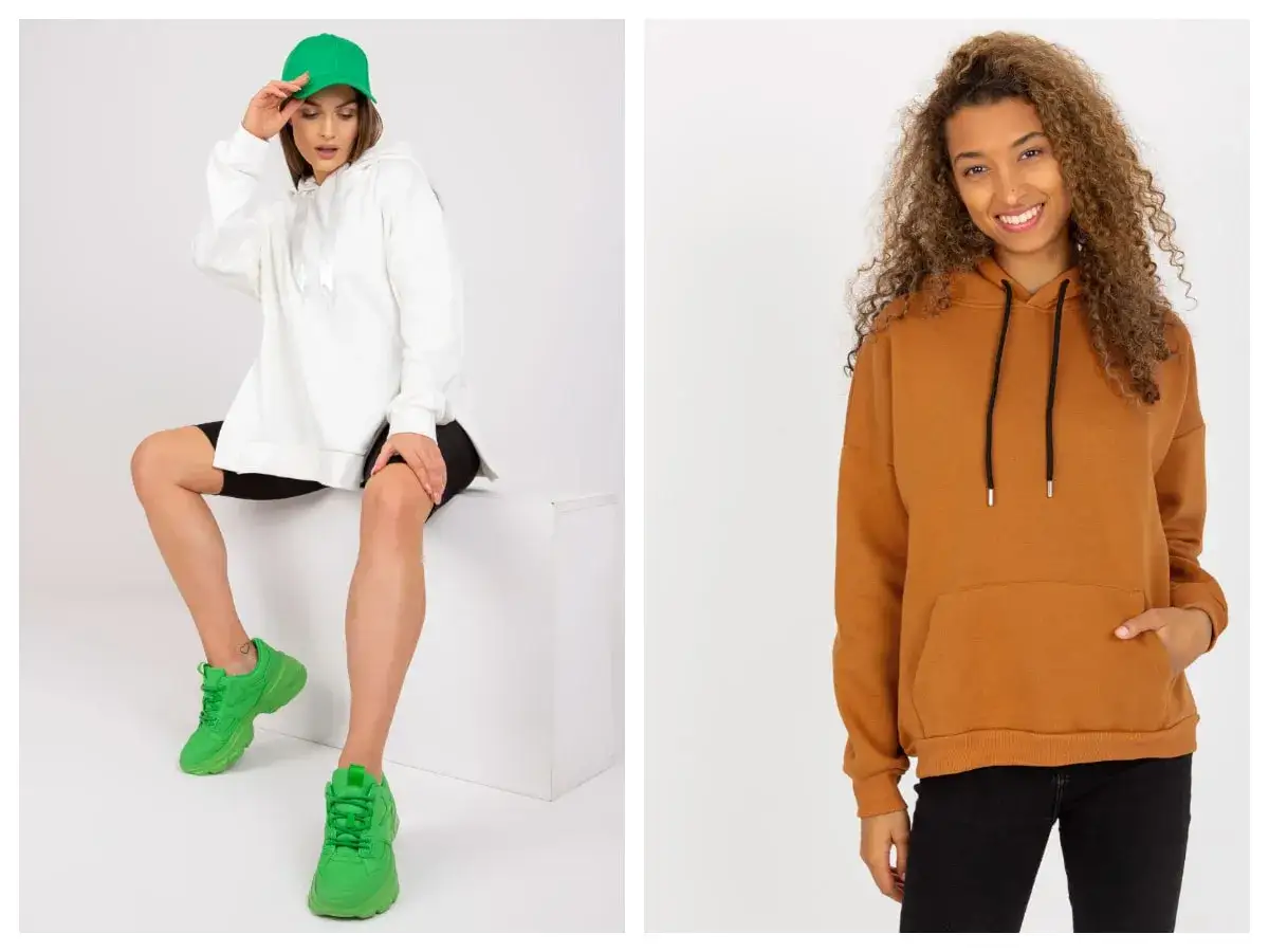 Brązowa bluza stylizacje casualowe z jeansami i joggerami